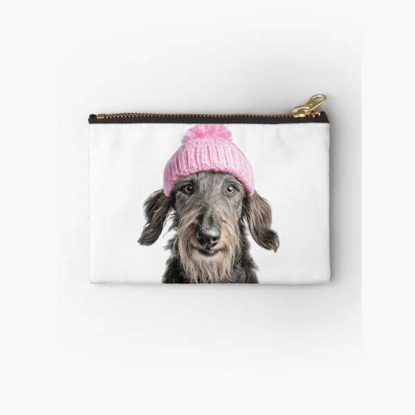 Item preview, Cozy Scottish Deerhound dog Wearing Pink Winter Hat Trendy Animal Fashion Artwork designed and sold by LazyOwlStore.