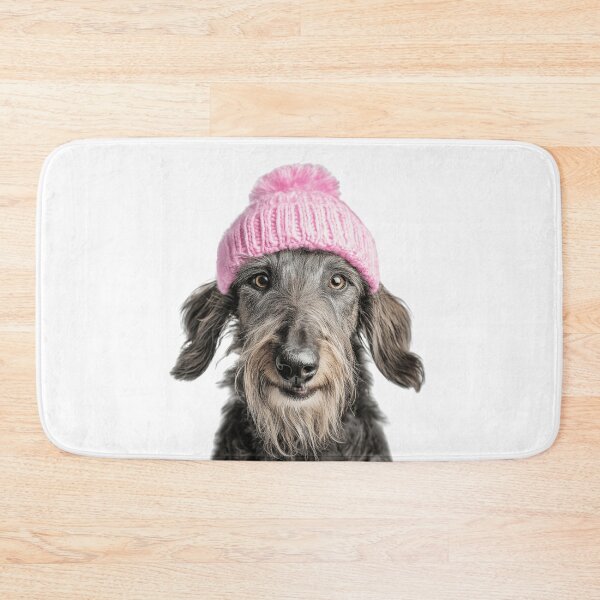 Item preview, Cozy Scottish Deerhound dog Wearing Pink Winter Hat Trendy Animal Fashion Artwork designed and sold by LazyOwlStore.