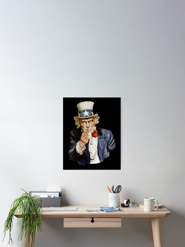 Aperçu 2 sur 3. Poster avec l'œuvre L'Oncle Sam fait un doigt d'honneur créée et vendue par knappidesign.