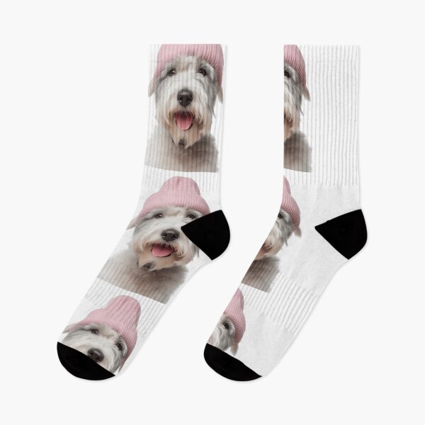 Item preview, Cozy Sealyham Terrier dog Wearing Pink Winter Hat Trendy Animal Fashion Artwork designed and sold by LazyOwlStore.