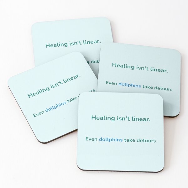 Item preview, Healing Isn’t Linear – Dolphin Ocean Mental Health Quote Shirt designed and sold by KWkindwaves.