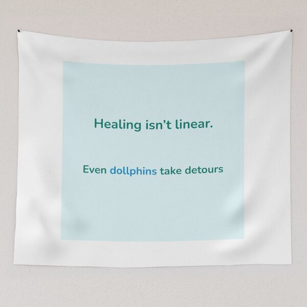 Item preview, Healing Isn’t Linear – Dolphin Ocean Mental Health Quote Shirt designed and sold by KWkindwaves.