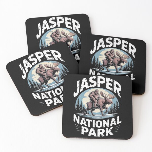 Item preview, Funny Bigfoot Riding Moose – Jasper National Park Cryptid Adventure Art designed and sold by love3617.