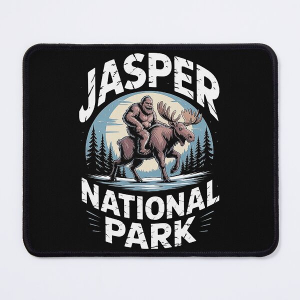Item preview, Funny Bigfoot Riding Moose – Jasper National Park Cryptid Adventure Art designed and sold by love3617.