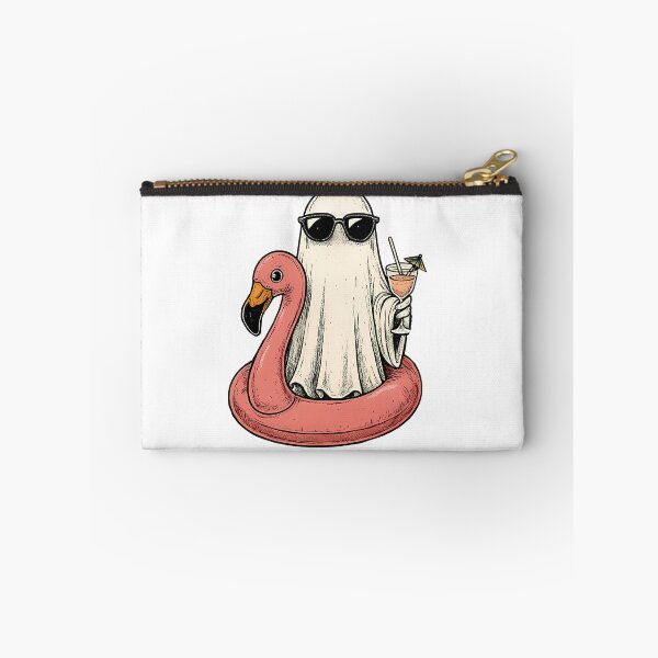 Item preview, Funny Summerween Ghost Shirt – Ghost in Sunglasses with Flamingo Floatie and Cocktail designed and sold by ElCrocodel.