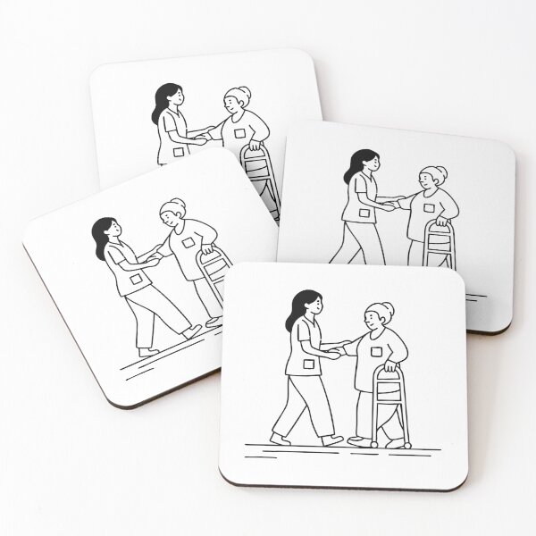 Item preview, A nurse helping an elderly person walk with support designed and sold by rasagamastore.
