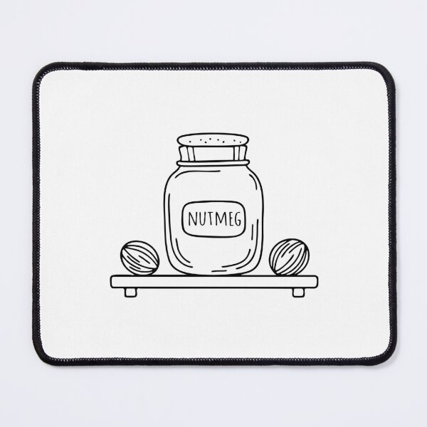 Item preview, A glass jar labeled Nutmeg on a spice rack designed and sold by rasagamastore.