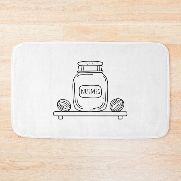 Item preview, A glass jar labeled Nutmeg on a spice rack designed and sold by rasagamastore.