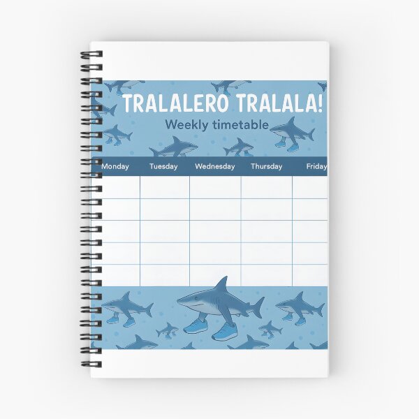 Item preview, Tralalero Tralala Weekly School Timetable – Blue Pattern Design designed and sold by EmeraldeaArt.