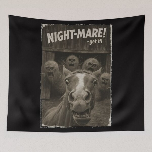 Item preview, Night-Mare Selfie Punny Retro Horror Horse designed and sold by CoolCrazyQuirky.