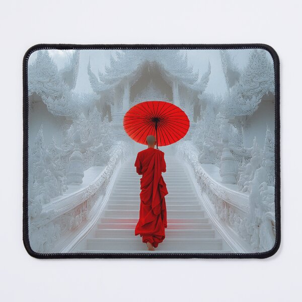 Item preview, Monk with Red Umbrella at White Temple in Thailand designed and sold by Artessie.