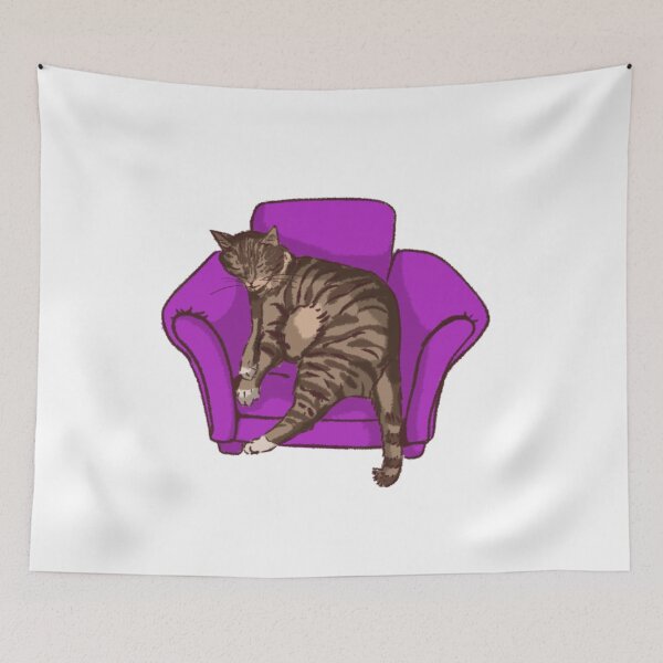Item preview, A cat in a purple small couch  designed and sold by Hessah-HA.