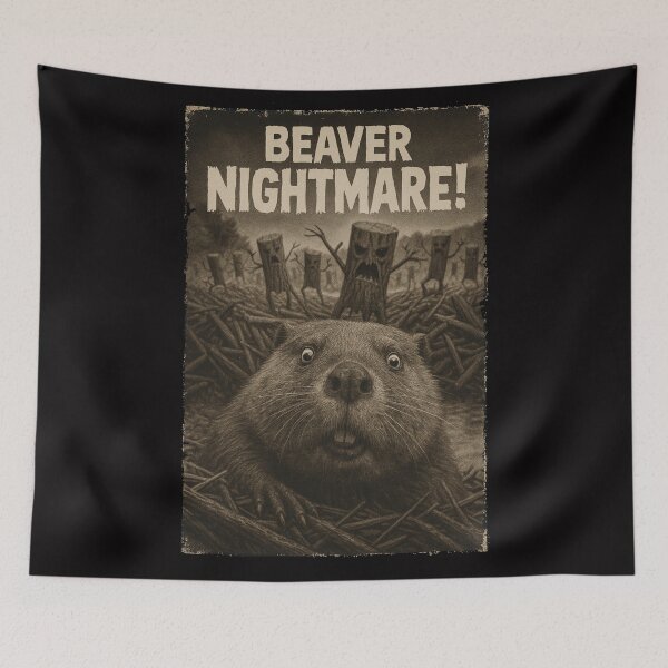 Item preview, Beaver Nightmare Selfie Creepy-Cute Retro Horror designed and sold by CoolCrazyQuirky.