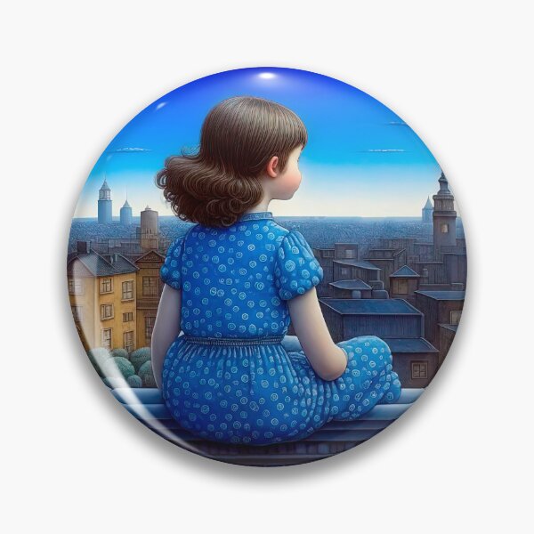 Item preview, Little Girl Dreams In The Moonlight Sitting on The Roof, Fabulous Illustration. designed and sold by LanaGustavsson.