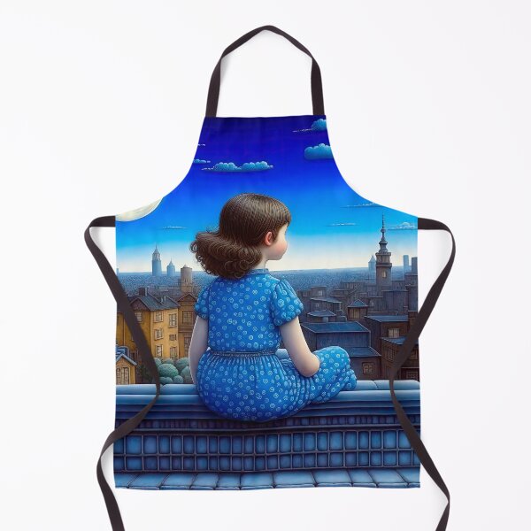 Item preview, Little Girl Dreams In The Moonlight Sitting on The Roof, Fabulous Illustration. designed and sold by LanaGustavsson.