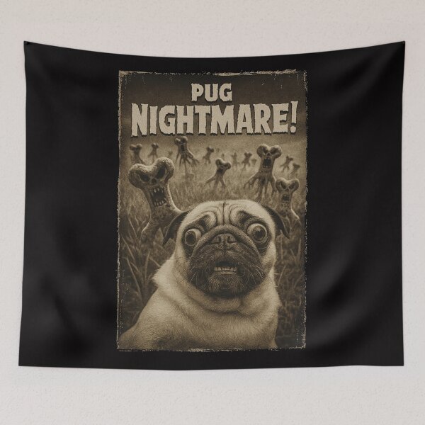 Item preview, Pug Nightmare Selfie Retro Horror Meme Dog  designed and sold by CoolCrazyQuirky.