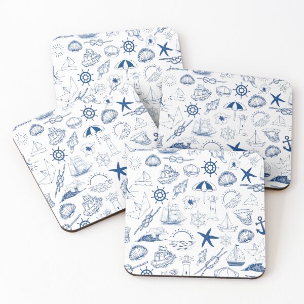Item preview, Summer Blue Nautical Marine Pattern for Coastal Home Decor & T-Shirt designed and sold by HealthCoreCommunity.