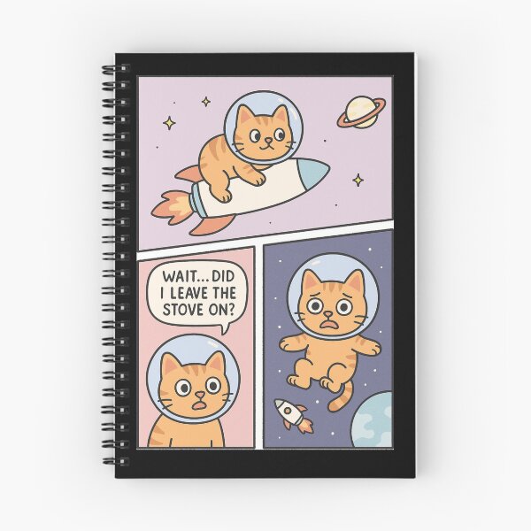 Item preview, Overthinking Cat Comic – Funny Space Anxiety Panel T-Shirt designed and sold by Restless Mortal.