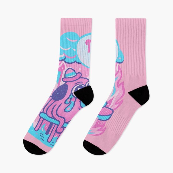 Item preview, This Is Fine Pastel Meme Dog — Cute Tears & Fire, Neon Pink & Blue Cartoon Art designed and sold by GirlyPopped.