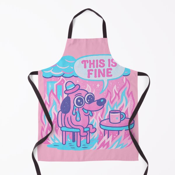 Item preview, This Is Fine Pastel Meme Dog — Cute Tears & Fire, Neon Pink & Blue Cartoon Art designed and sold by GirlyPopped.