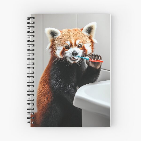 Item preview, Red Panda Brushing Teeth, Funny Bathroom Wall Art designed and sold by CheekyAnimalz.