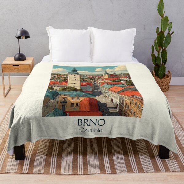 Item preview, Brno Czech Republic Vintage Travel Poster - South Moravian Cityscape designed and sold by TuncGK.