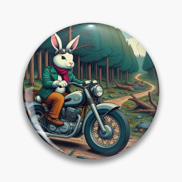 Item preview, a rabbit riding a motorcycle in the forest designed and sold by Dogandesighn.