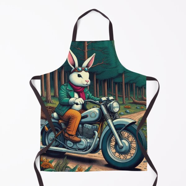 Item preview, a rabbit riding a motorcycle in the forest designed and sold by Dogandesighn.