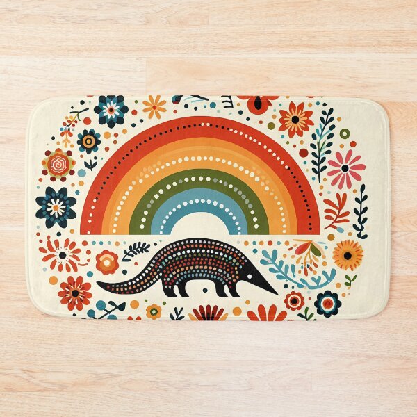 Item preview, Scandinavian Folk Art Anteater – Radiant Florals and Earthy Orange by heidiannemorris ©️  designed and sold by FOLK ART FUSION.