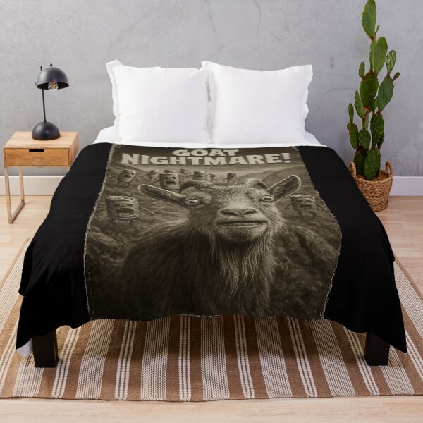Item preview, Goat Nightmare Selfie Retro Horror Goat Meme designed and sold by CoolCrazyQuirky.