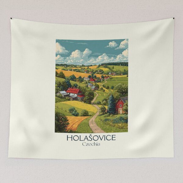 Item preview, Holašovice Czech Republic Vintage Travel Poster - UNESCO Folk Baroque Village designed and sold by TuncGK.
