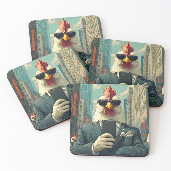 Item preview, Stylish Rooster Businessmen in a Cityscape Setting designed and sold by Artessie.
