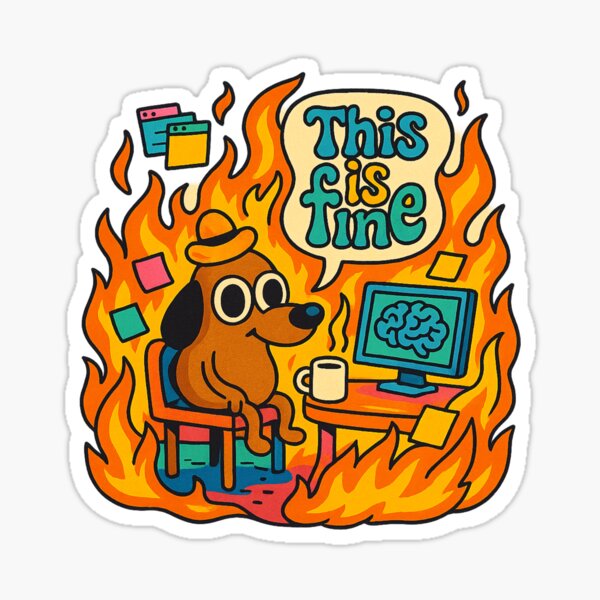 Item preview, This Is Fine Dog at Computer — Work Stress, Burning Office Humor, Chaos at Desk designed and sold by GirlyPopped.