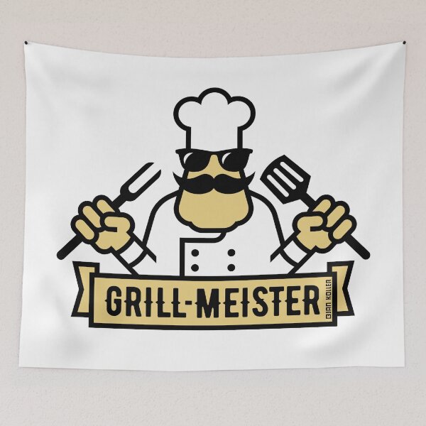 Artikelvorschau, Grillmeister (Grillen / Barbecue / BBQ / 2C) entworfen und verkauft von Roderix.