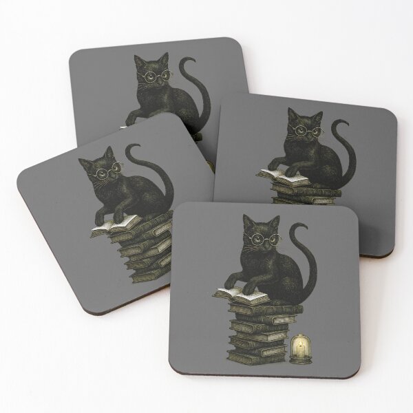 Item preview, Black Cat Reading Books • Cozy Book Lover Illustration designed and sold by Shoot-The-Moon.