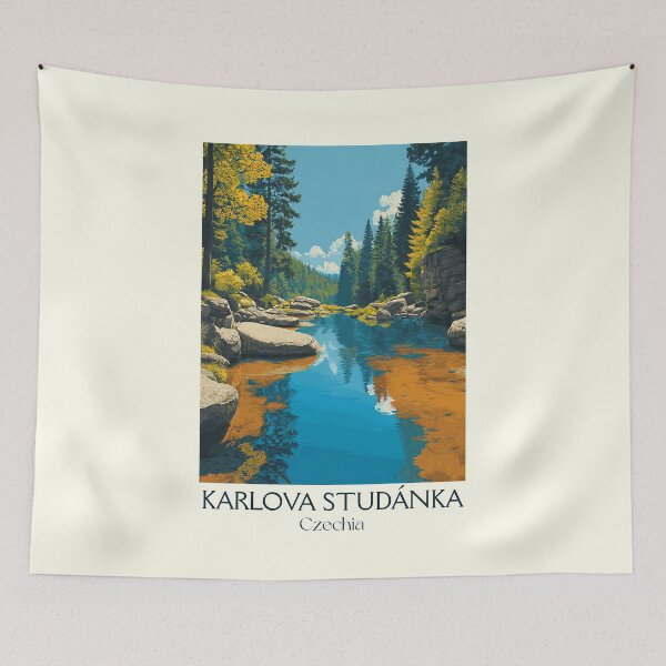 Item preview, Karlova Studánka Czech Republic Vintage Travel Poster - Jeseníky Spa Town designed and sold by TuncGK.