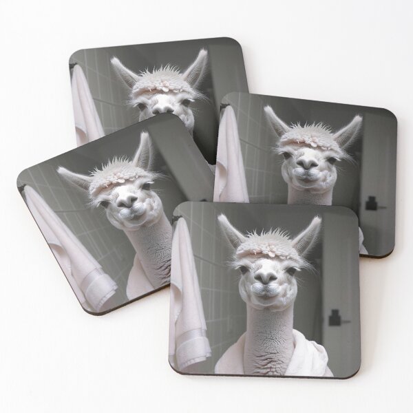 Item preview, Alpaca Wearing a Bathrobe, Cute Bathroom Wall Art designed and sold by CheekyAnimalz.