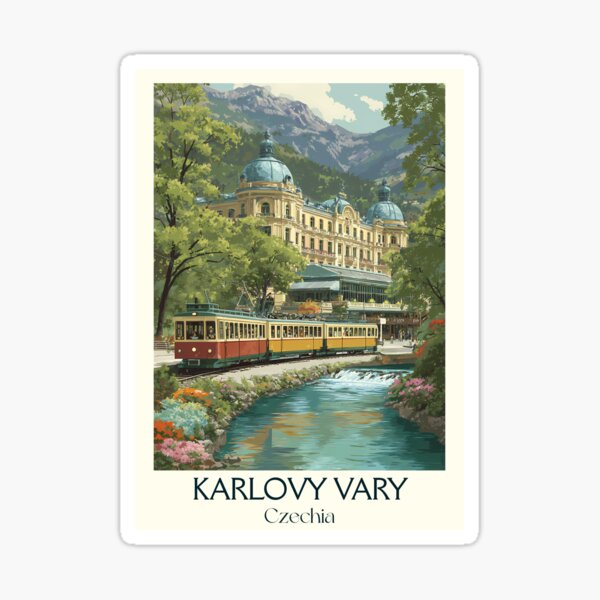 Item preview, Karlovy Vary Czech Republic Vintage Travel Poster - Bohemian Spa City designed and sold by TuncGK.