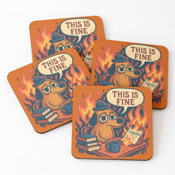 Item preview, This Is Fine Thesis Burning Dog — Graduate Student Stress, Dissertation Humor, Academic Burnout designed and sold by GirlyPopped.