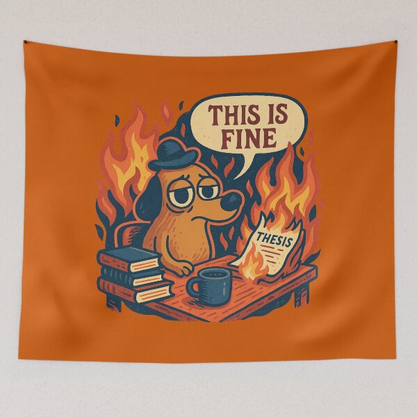 Item preview, This Is Fine Thesis Burning Dog — Graduate Student Stress, Dissertation Humor, Academic Burnout designed and sold by GirlyPopped.