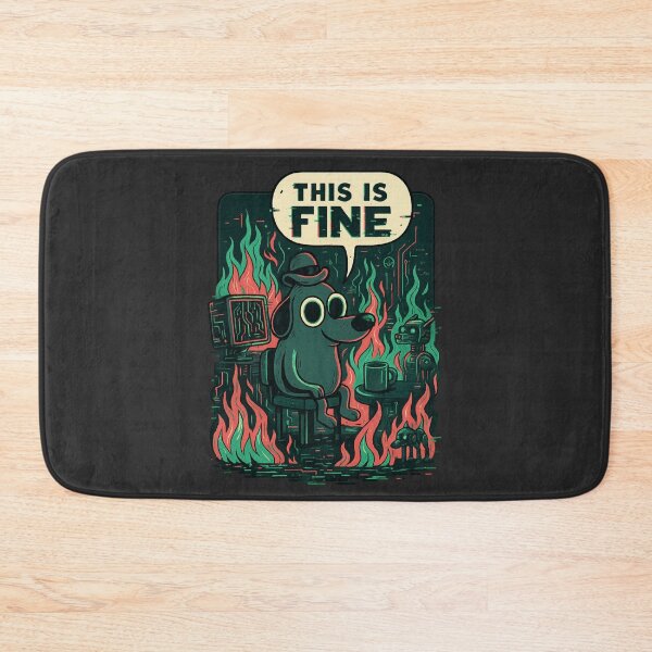 Item preview, This Is Fine Glitch Cyberpunk Dog — Futuristic Tech Meltdown, Digital Burnout Meme, Sci-Fi Stress designed and sold by GirlyPopped.