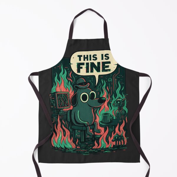 Item preview, This Is Fine Glitch Cyberpunk Dog — Futuristic Tech Meltdown, Digital Burnout Meme, Sci-Fi Stress designed and sold by GirlyPopped.