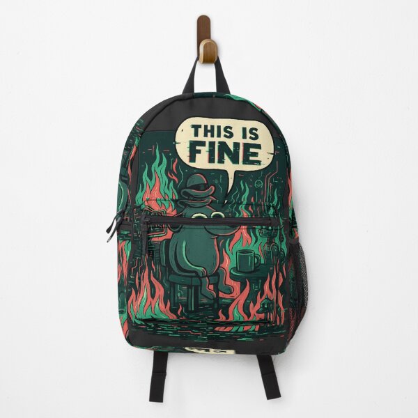 Item preview, This Is Fine Glitch Cyberpunk Dog — Futuristic Tech Meltdown, Digital Burnout Meme, Sci-Fi Stress designed and sold by GirlyPopped.