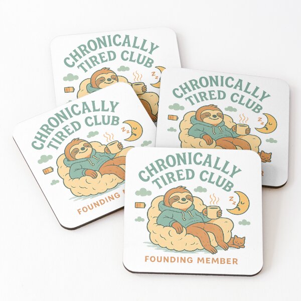 Item preview, Chronically Tired Club – Cute Sloth with Coffee | Vintage Aesthetic Design designed and sold by Wild-way Art.