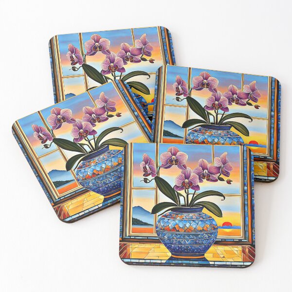 Item preview, Blue vase with Orchids 3 designed and sold by George Hutton Hunter.