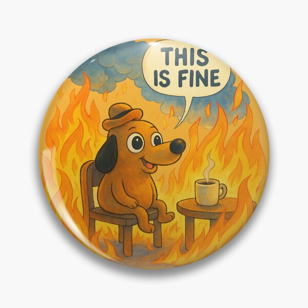 Item preview, This Is Fine Classic Dog — Original Meme Art, Calm Dog in Flames, Iconic Internet Comic, Hot Mess Humor designed and sold by GirlyPopped.