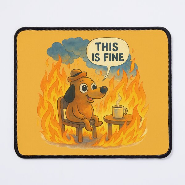 Item preview, This Is Fine Classic Dog — Original Meme Art, Calm Dog in Flames, Iconic Internet Comic, Hot Mess Humor designed and sold by GirlyPopped.