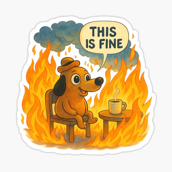 Item preview, This Is Fine Classic Dog — Original Meme Art, Calm Dog in Flames, Iconic Internet Comic, Hot Mess Humor designed and sold by GirlyPopped.