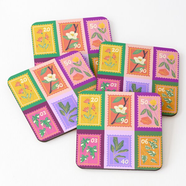 Item preview, Beautiful Floral Stamp Art in Colorful Blocks  designed and sold by JirehKollezion.