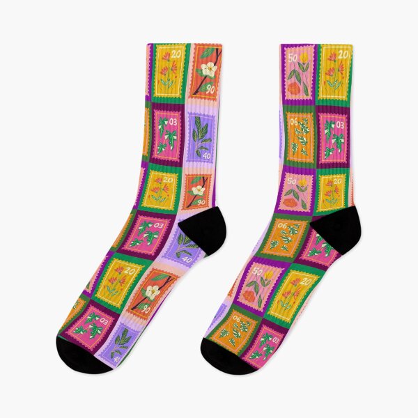 Item preview, Beautiful Floral Stamp Art in Colorful Blocks  designed and sold by JirehKollezion.